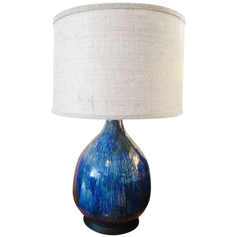Blue Ceramic Table Lamp at 1stDibs