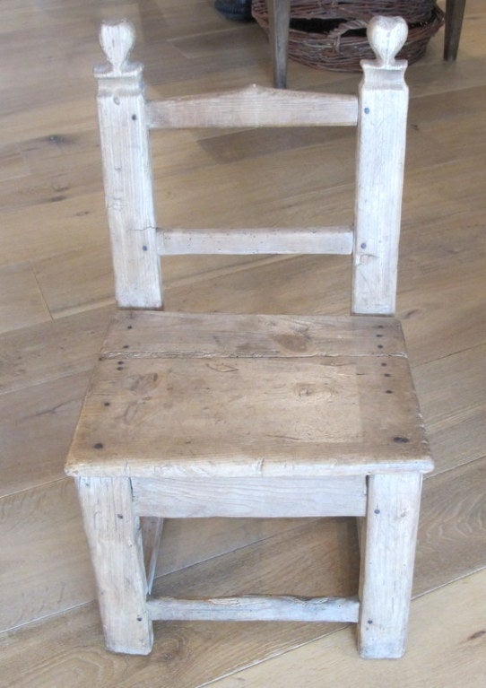 Small antique wooden chair from France.Seat Height 12.5