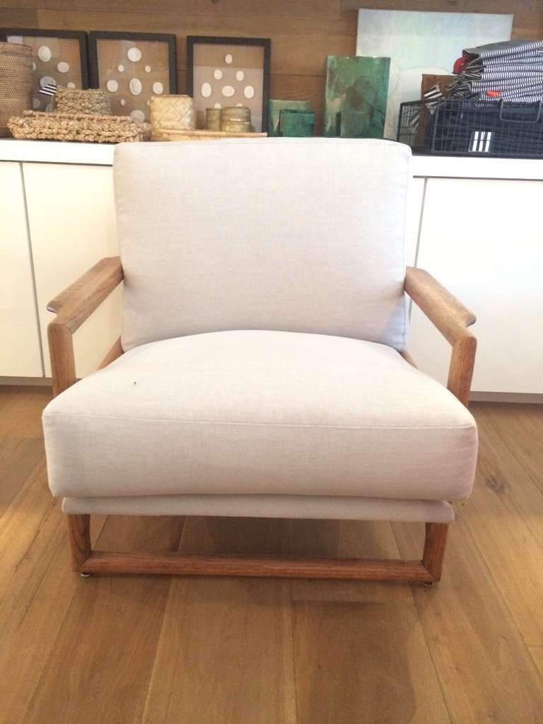 Mid Century Oak Frame Scoop Lounge Chair