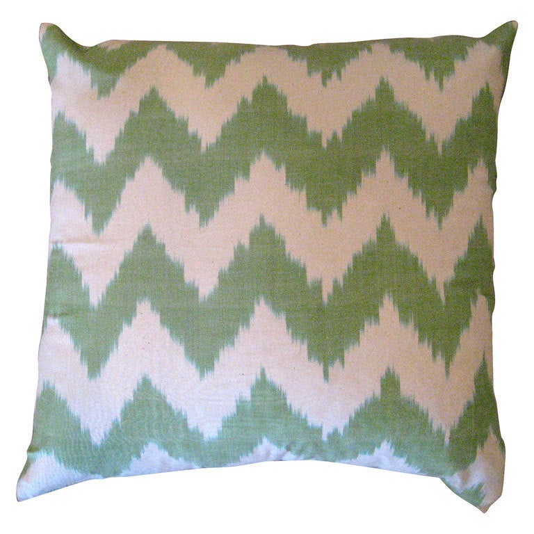 Green Ikat Pillow at 1stdibs
