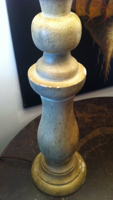 Wooden Lamp with shade In Excellent Condition For Sale In West Hollywood, CA