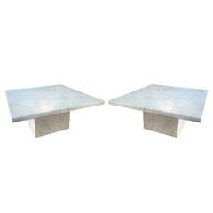 Vintage Pair of Marble Side Tables