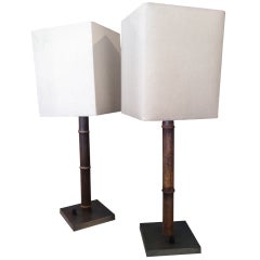 Antique Pair of Bamboo Lamps