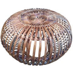 Small Mid-Century Albini Rattan Stool