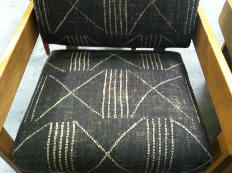 Pair of Mid Century Chairs Reupholstered in Ralph Lauren's Lagos fabric