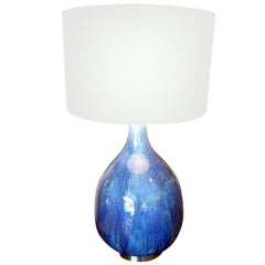 Blue Drip Glazed Lamp