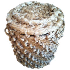 Straw Woven Basket with Lid