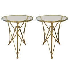 2 French Mid-Century Brass Modern Neoclassical End Tables Attr. to Maison Ramsay 12