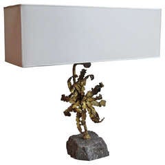 Brutalist Metal Flower Table Lamp