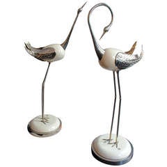 Vintage Pair of Crane Sculptures by Antonio Pavia
