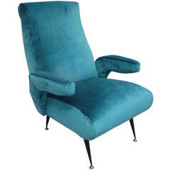 1950's Blue Cantilevered Arm Chair