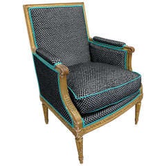 Antique 19th Century Gilded Louis XVI Style Arm Chair