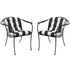 Pair of Mid Century Black Iron Outdoor Chairs
