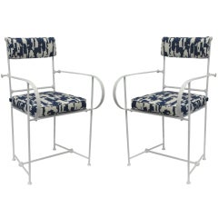 Set of 4 Antique Outdoor English Iron Ship's Chairs