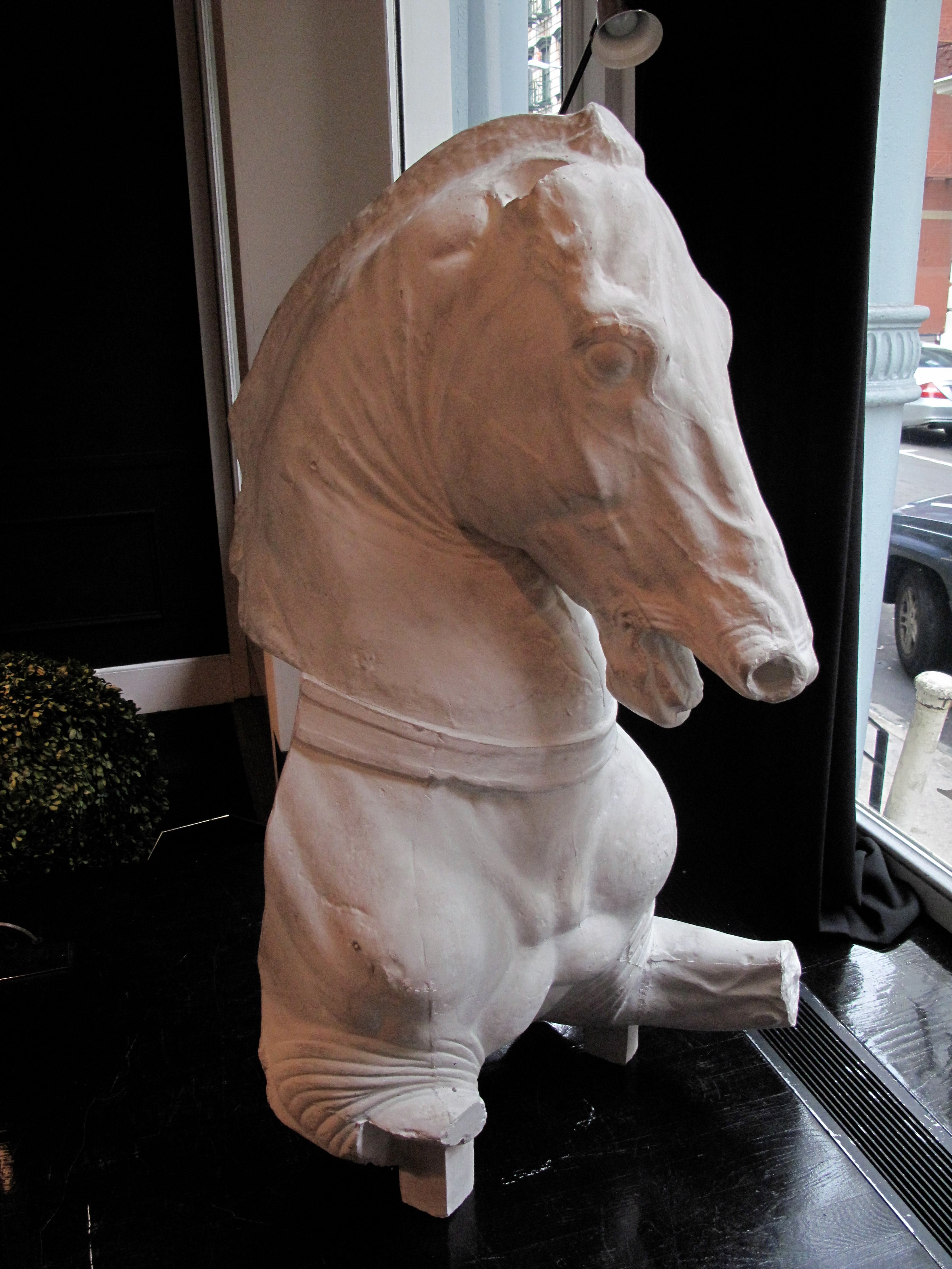 Very Large Plaster Horse Fragment Sculpture