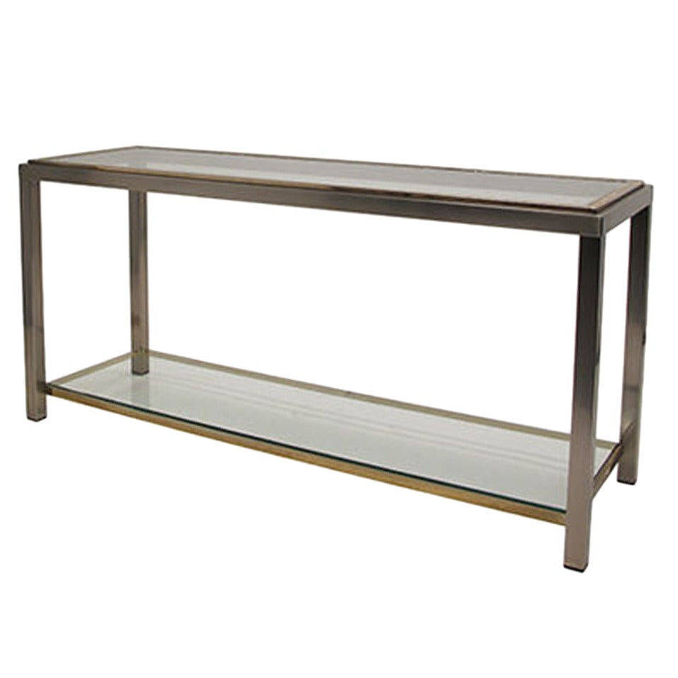 Vintage Brass and Chrome Two Tier Console