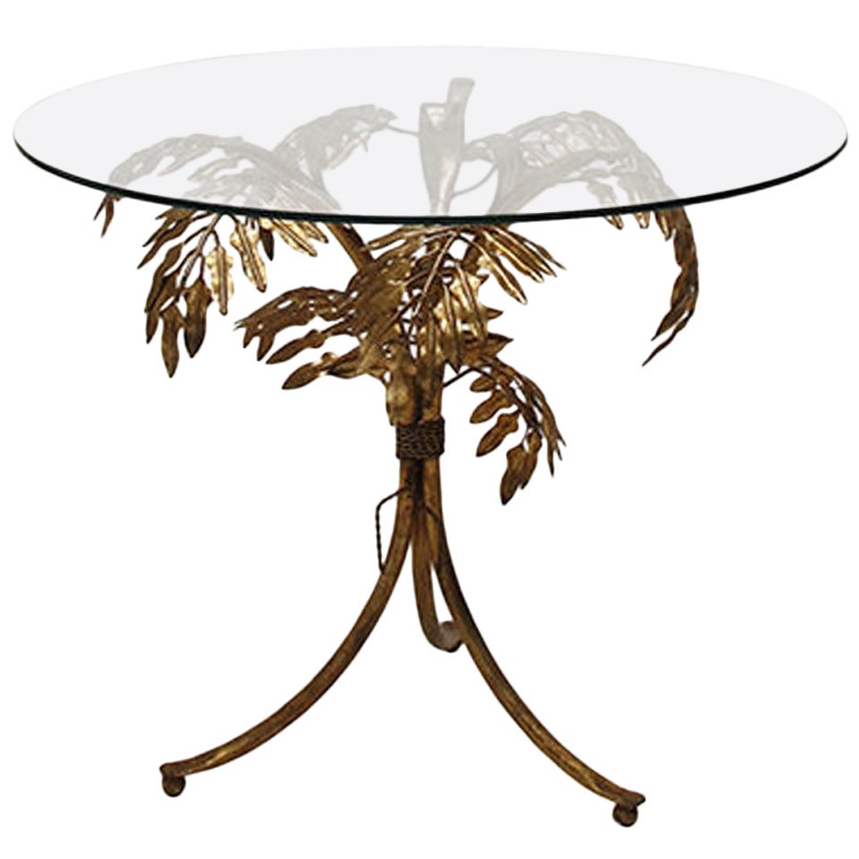 Gilded Metal Leaf Side Table