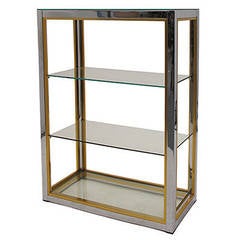 Vintage Small Chrome Etagere with Inner Brass Profile