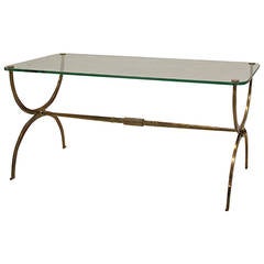 Brass Curved X Base Coffee Table