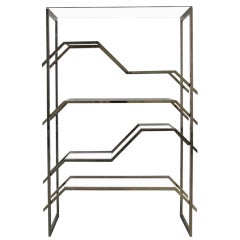 French Brass and Glass Étagère with Angled Shelves