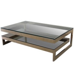 Two-tier 23K Gold Coffee Table with Original Mirrored Lower Tier