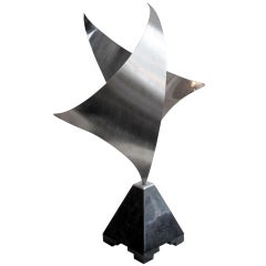 1970's Abstract Polished Steel Wings Sculpture