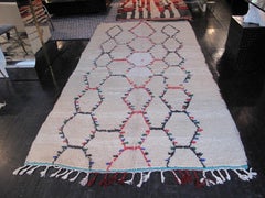 1960s Moroccan Beni Ourain Rug with Red, Blue, and Green Diamond Motif