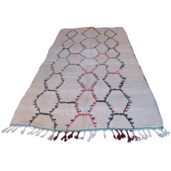 1960s Moroccan Beni Ourain Rug with Red, Blue, and Green Diamond Motif 6