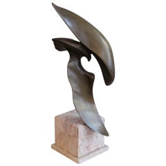1960's Abstract Bronze Gull In Flight Sculpture
