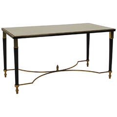 Vintage Rectangular Coffee Table with Black and Brass Detailing