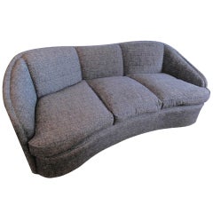 1950's French Round Back Black Bouclé Sofa