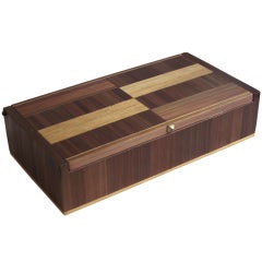 1930's French Wooden Striped Marquetry Box
