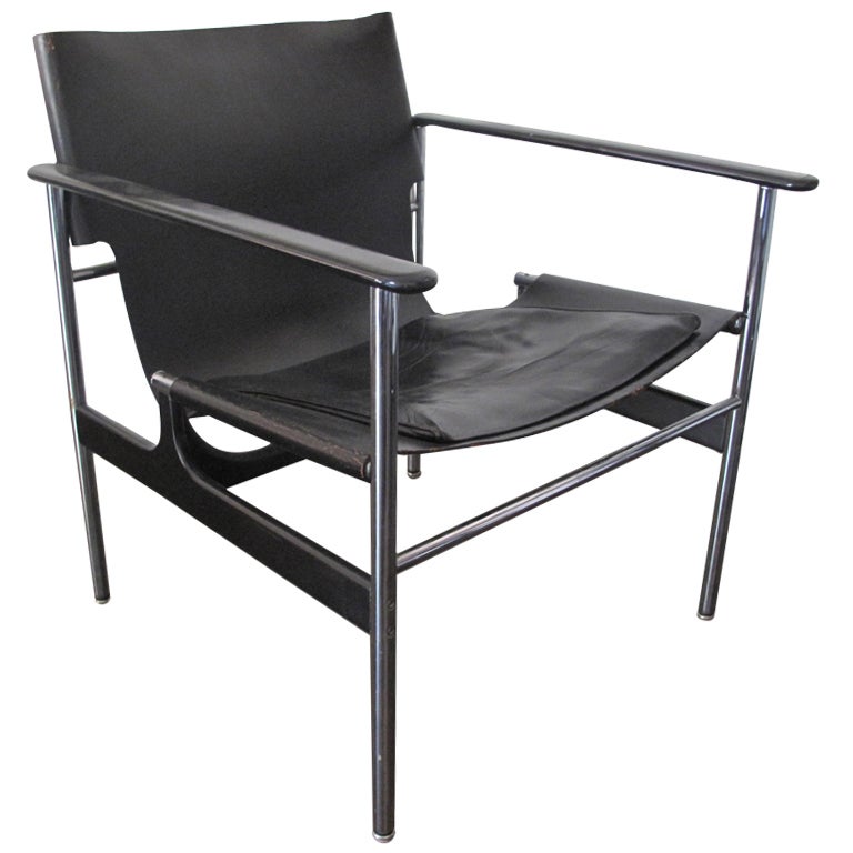 "657" Leather Sling Chair by Charles Pollock for Knoll