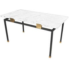 1950s Iron Coffee Table with White Marble 1950s Iron Coffee Table with White Marble