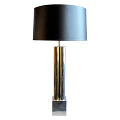 1970s Brass and Chrome Four-Column Lamp