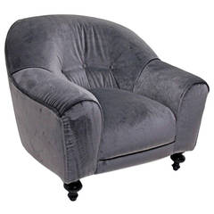 Vintage Grey Velvet Club Chair