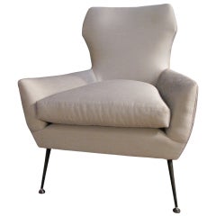 Modernist Wing Back Chair on Metal Legs
