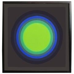 1970s Abstract Silkscreen in Circular Blue and Green Tones by Horacio Garcia 1
