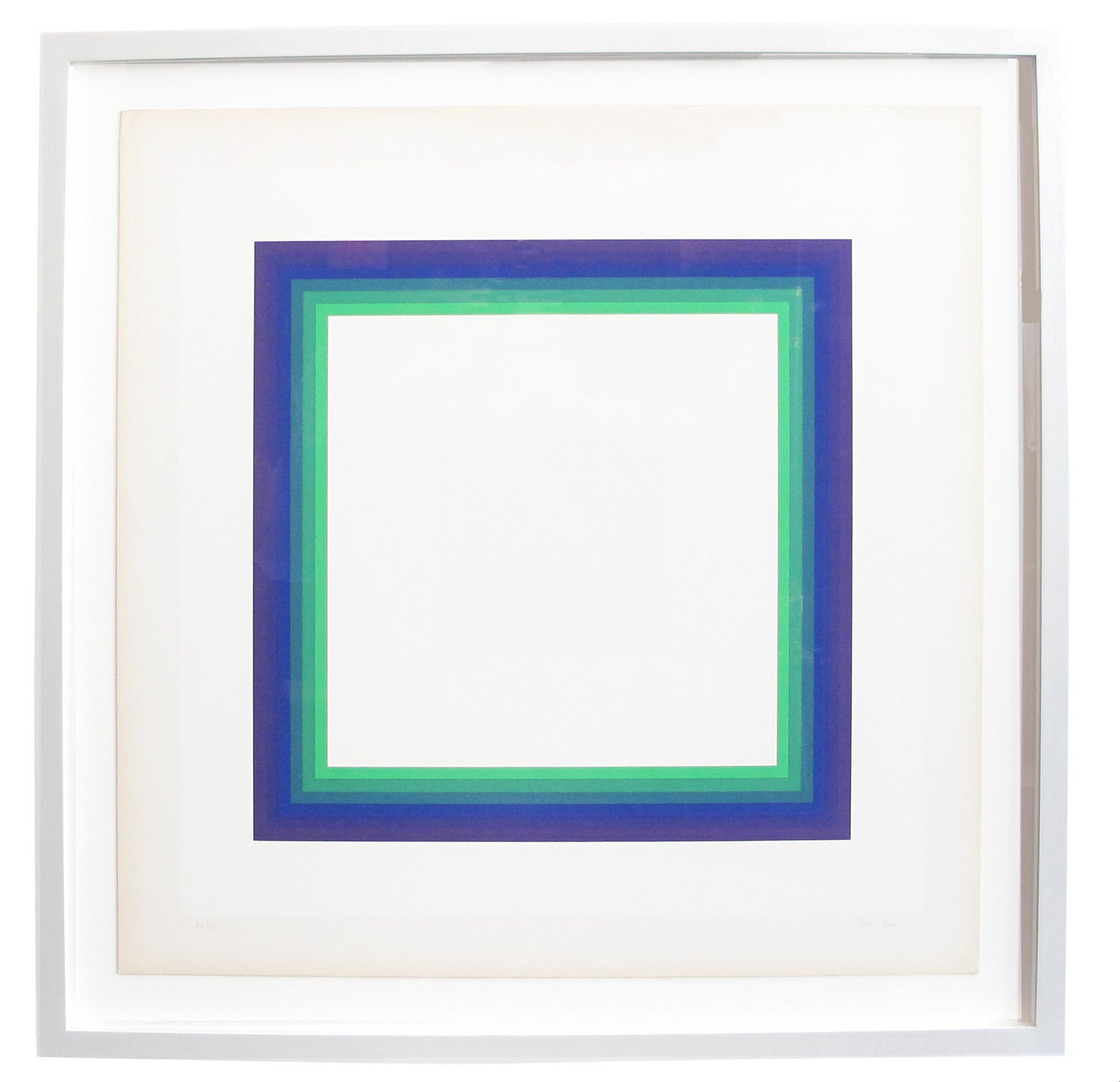 Blue Green Squares Silkscreen by Horacio Garcia Rossi