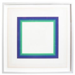 Blue Green Squares Silkscreen by Horacio Garcia Rossi