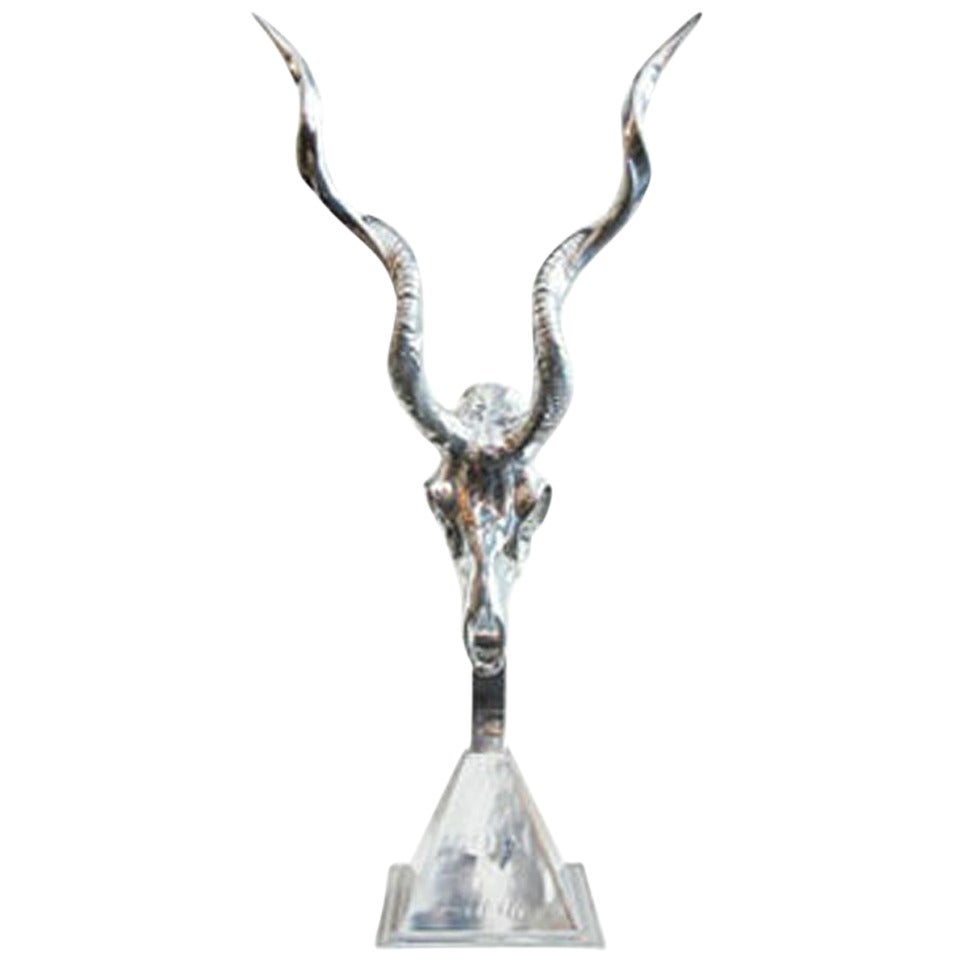 1970s Aluminum Gazelle Skull Sculpture