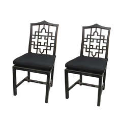 Pair of Chinese Chippendale Dining Chairs