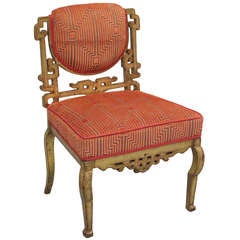 1920s Gilt Chinoiserie Deco Slipper Chair