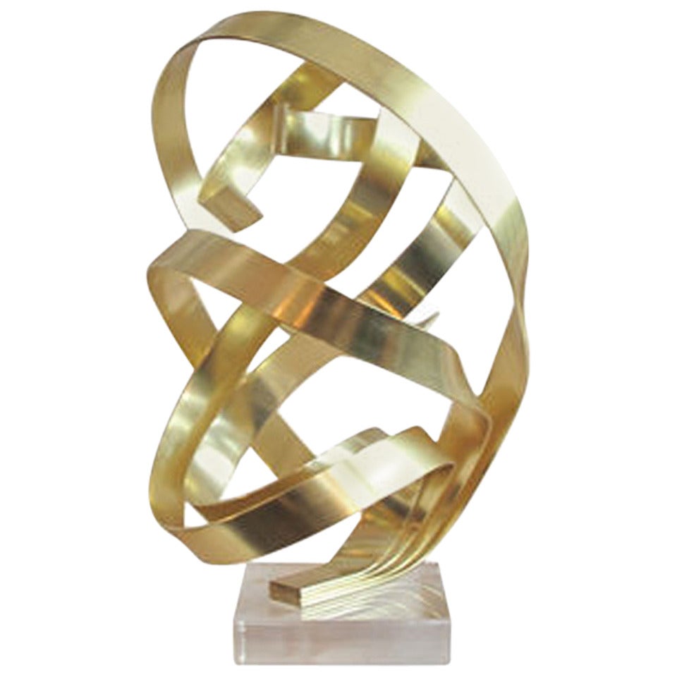 Vintage Quadruple Gold Ribbon Sculpture by Dan Murphy