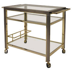 Vintage Gunmetal and Brass Bar Cart