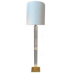 1970's French Three Column Brass Floor Lamp