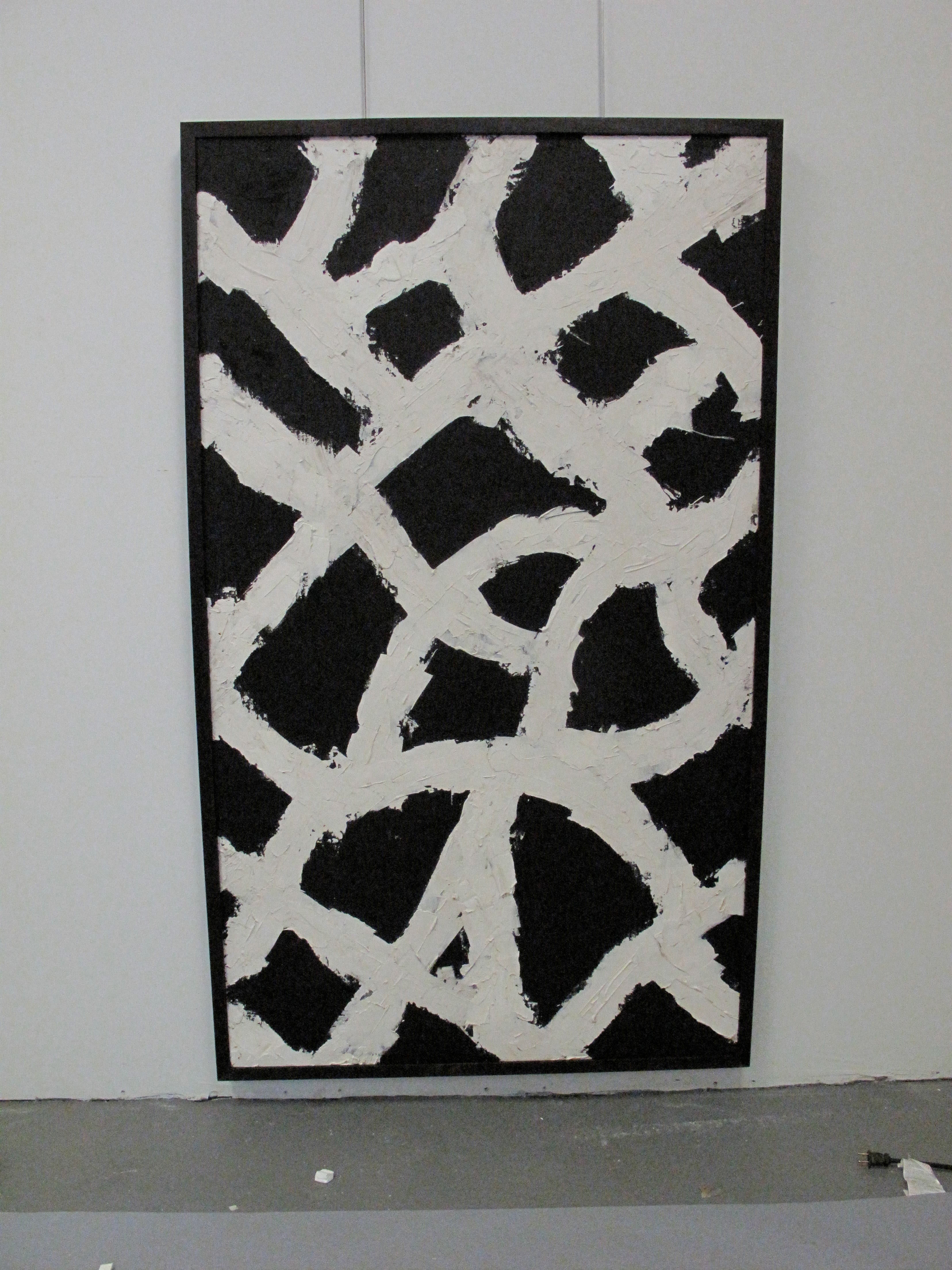 Abstract Black and White Paths Painting 