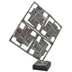 Vintage Brutalist Cast Aluminum Sculpture