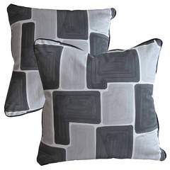 Grey Geometric Hand-Painted Livio de Simone Pillow