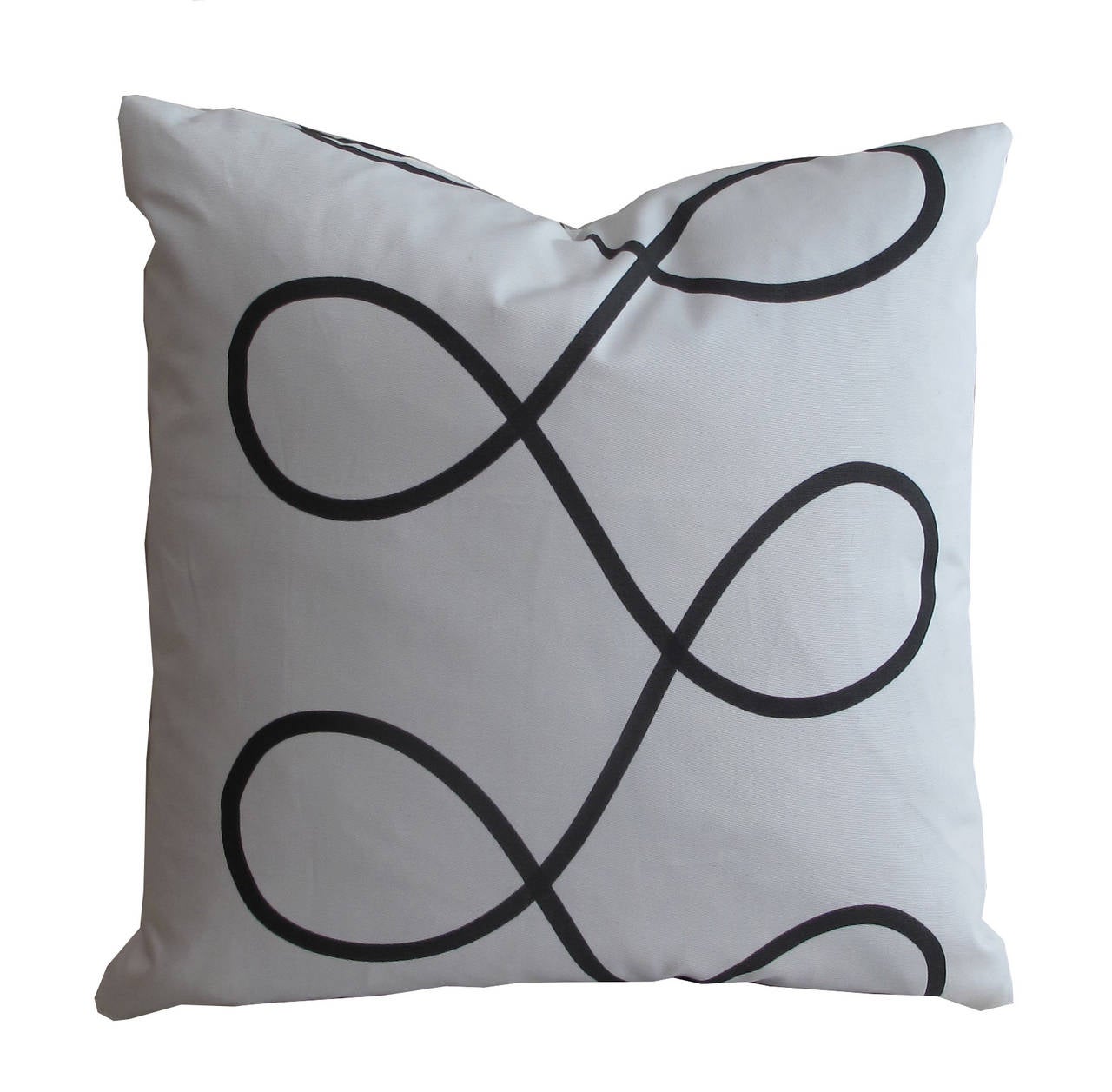 Custom black and white ribbon hand-painted Livio de Simone pillow. Pair available, sold individually.
